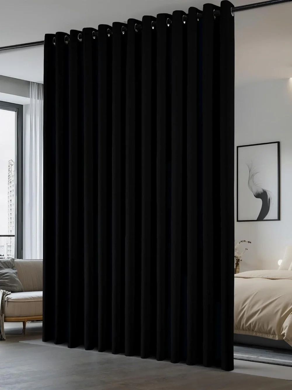 RoomDividersNow Premium Heavyweight Blackout Curtain Panel - 15ft W x 9ft H